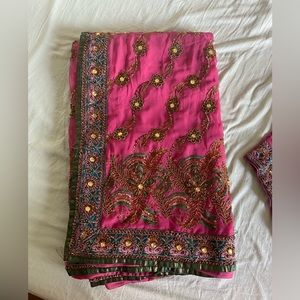 Dark pink sari with blouse